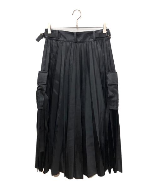 sacai（サカイ）sacai (サカイ) Nylon Twill Skirt（ナイロンツイル サイドポケット プリーツスカート） ブラック サイズ:SIZE Lの古着・服飾アイテム
