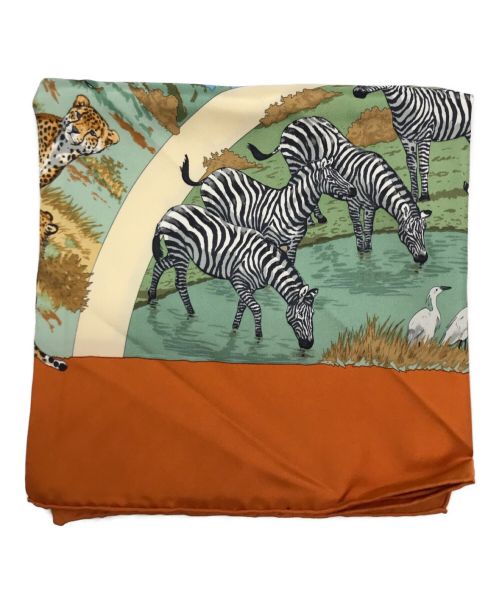 HERMES（エルメス）HERMES (エルメス) カレ90 TANZANIA オレンジの古着・服飾アイテム