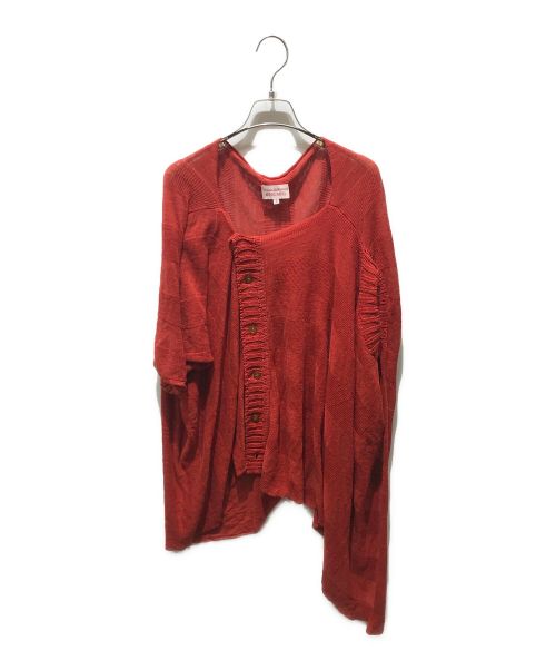 Vivienne Westwood RED LABEL（ヴィヴィアンウエストウッドレッドレーベル）Vivienne Westwood RED LABEL (ヴィヴィアンウエストウッドレッドレーベル) 変形リネンカーディガン　70301M レッド サイズ:2の古着・服飾アイテム