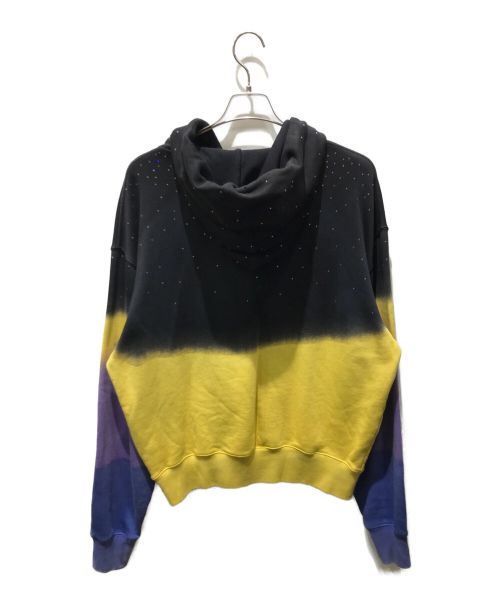 OFFWHITE（オフホワイト）OFFWHITE (オフホワイト) OMBRE EMBELLISHED COTTON JERSEY HOODIE OMBB037S19003019 ブラック×イエロー×パープル サイズ:Mの古着・服飾アイテム