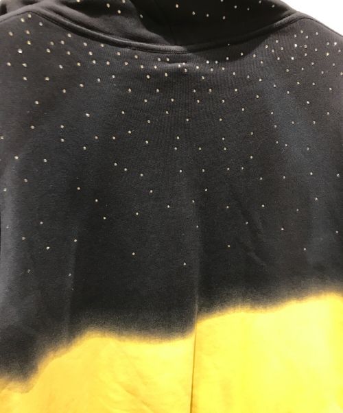 OFFWHITE（オフホワイト）OFFWHITE (オフホワイト) OMBRE EMBELLISHED COTTON JERSEY HOODIE OMBB037S19003019 ブラック×イエロー×パープル サイズ:Mの古着・服飾アイテム