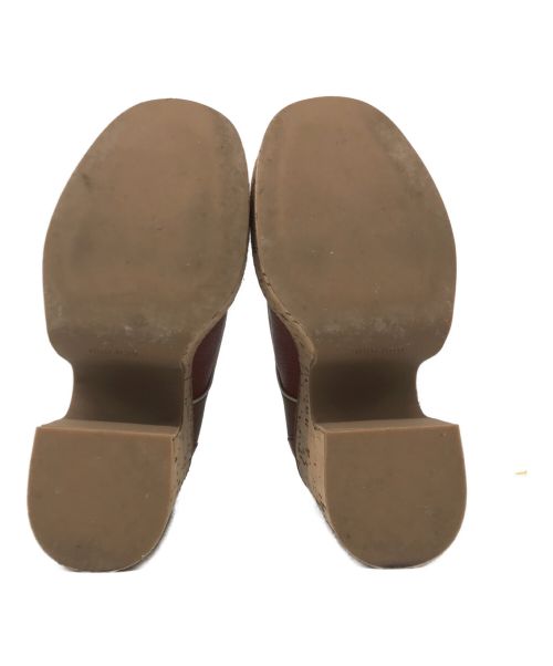 MIU MIU（ミュウミュウ）MIU MIU (ミュウミュウ) マドラスレザープラットフォームシューズ ブラウン サイズ:35の古着・服飾アイテム