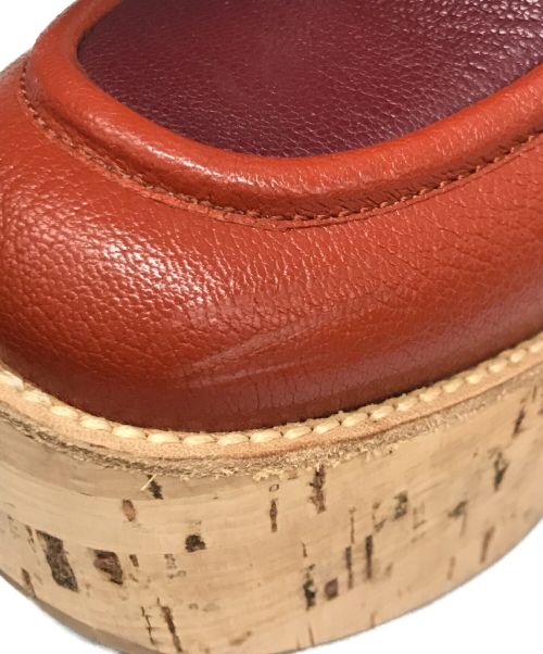 MIU MIU（ミュウミュウ）MIU MIU (ミュウミュウ) マドラスレザープラットフォームシューズ ブラウン サイズ:35の古着・服飾アイテム