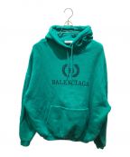 BALENCIAGAバレンシアガ）の古着「BBロゴプリント オーバーサイズ 　556111 TDV04プルオーバー パーカー」｜グリーン