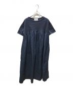 BEARDSLEYビアズリー）の古着「切り替えギャザーワンピース」｜ネイビー