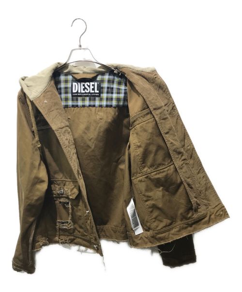 DIESEL（ディーゼル）DIESEL (ディーゼル) ダメージ加工ワークジャケット　A01630-J-BRUNO ブラウン サイズ:Lの古着・服飾アイテム