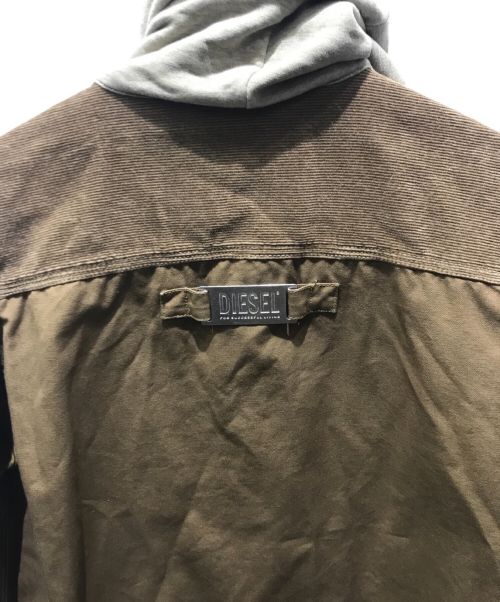 DIESEL（ディーゼル）DIESEL (ディーゼル) ダメージ加工ワークジャケット　A01630-J-BRUNO ブラウン サイズ:Lの古着・服飾アイテム