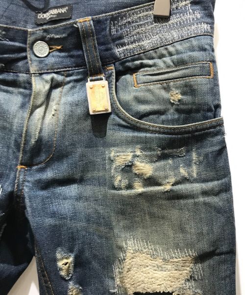 DOLCE & GABBANA（ドルチェ＆ガッバーナ）DOLCE & GABBANA (ドルチェ＆ガッバーナ) ダメージデニムパンツ ブルー サイズ:44の古着・服飾アイテム