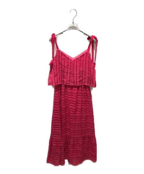 Loulou Willoughby（ルルウィルビー）Loulou Willoughby (ルルウィルビー) ソリッドボーダーティアードワンピース　211910-14-100-41-020 ピンク サイズ:2の古着・服飾アイテム