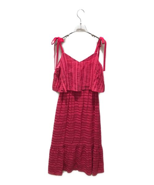 Loulou Willoughby（ルルウィルビー）Loulou Willoughby (ルルウィルビー) ソリッドボーダーティアードワンピース　211910-14-100-41-020 ピンク サイズ:2の古着・服飾アイテム