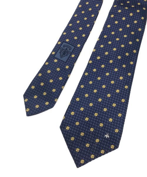 GUCCI（グッチ）GUCCI (グッチ) シルクタイ ネイビー×イエロー サイズ:無しの古着・服飾アイテム