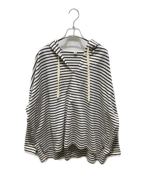 journal standard luxe（ジャーナルスタンダード ラックス）journal standard luxe (ジャーナルスタンダード リュクス) ボーダー柄バスクプルオーバーパーカー ホワイト×ネイビー サイズ:記載無しの為実寸参照の古着・服飾アイテム