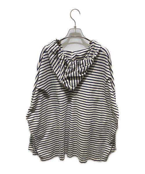 journal standard luxe（ジャーナルスタンダード ラックス）journal standard luxe (ジャーナルスタンダード リュクス) ボーダー柄バスクプルオーバーパーカー ホワイト×ネイビー サイズ:記載無しの為実寸参照の古着・服飾アイテム