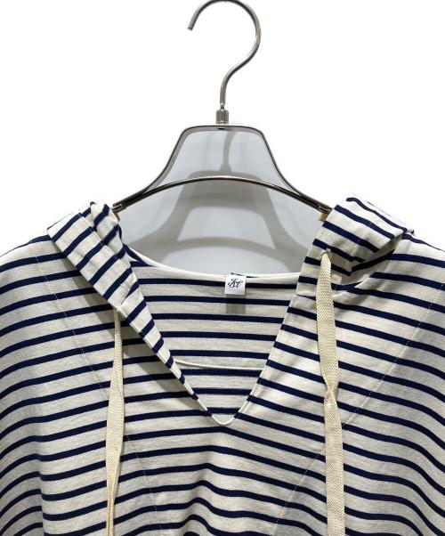 journal standard luxe（ジャーナルスタンダード ラックス）journal standard luxe (ジャーナルスタンダード リュクス) ボーダー柄バスクプルオーバーパーカー ホワイト×ネイビー サイズ:記載無しの為実寸参照の古着・服飾アイテム