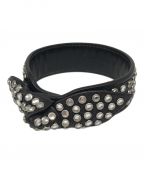 Saint Laurent Parisサンローランパリ）の古着「ライトストーンレザーブレスレット」｜ブラック