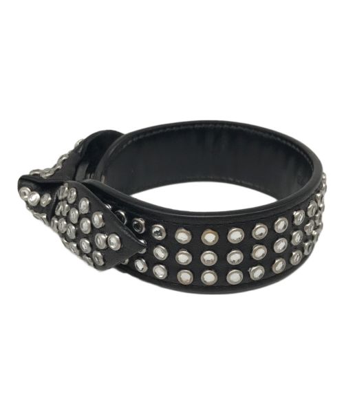 Saint Laurent Paris（サンローランパリ）Saint Laurent Paris (サンローランパリ) ライトストーンレザーブレスレット ブラックの古着・服飾アイテム