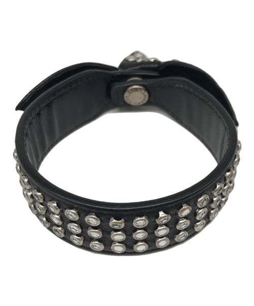 Saint Laurent Paris（サンローランパリ）Saint Laurent Paris (サンローランパリ) ライトストーンレザーブレスレット ブラックの古着・服飾アイテム