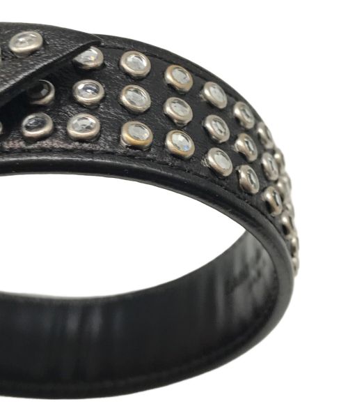 Saint Laurent Paris（サンローランパリ）Saint Laurent Paris (サンローランパリ) ライトストーンレザーブレスレット ブラックの古着・服飾アイテム