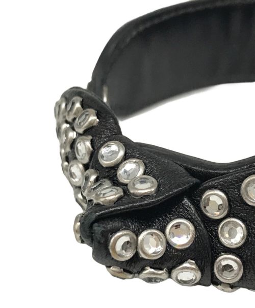 Saint Laurent Paris（サンローランパリ）Saint Laurent Paris (サンローランパリ) ライトストーンレザーブレスレット ブラックの古着・服飾アイテム