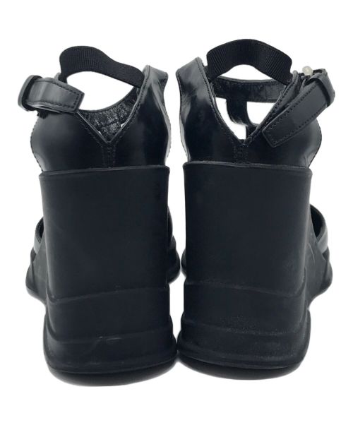 PRADA（プラダ）PRADA (プラダ) ラバーウェッジアンクルTストラップパンプス ブラック サイズ:36 1/2の古着・服飾アイテム