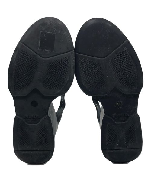 PRADA（プラダ）PRADA (プラダ) ラバーウェッジアンクルTストラップパンプス ブラック サイズ:36 1/2の古着・服飾アイテム