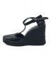 PRADA (プラダ) ラバーウェッジアンクルTストラップパンプス ブラック サイズ:36 1/2：6000円