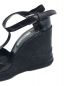 中古・古着 PRADA (プラダ) ラバーウェッジアンクルTストラップパンプス ブラック サイズ:36 1/2：6000円