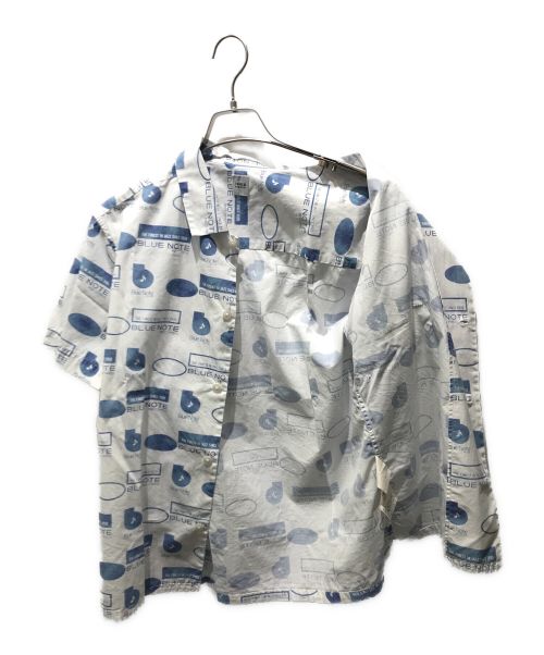 TAKEO KIKUCHI（タケオキクチ）TAKEO KIKUCHI (タケオキクチ) BLUE NOTE (ブルーノート) コラボ総柄シャツAG931-82370 ブルー×ホワイト サイズ:Mの古着・服飾アイテム