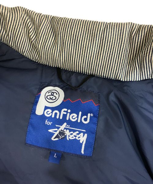 stussy（ステューシー）stussy (ステューシー) Pen Field (ペンフィールド) ダウンベスト ホワイト×ネイビー サイズ:Lの古着・服飾アイテム