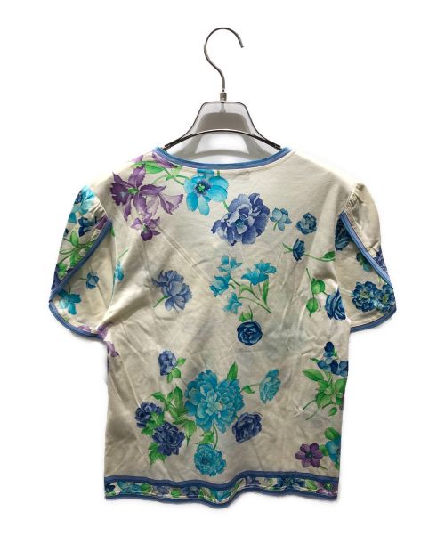 LEONARD（レオナール）LEONARD (レオナール) リボンタイTシャツ ホワイト×ブルー サイズ:Lの古着・服飾アイテム