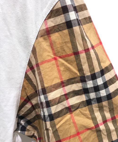 BURBERRY LONDON（バーバリーロンドン）BURBERRY LONDON (バーバリーロンドン) ヴィンテージチェック切替Tシャツ　8014896 ホワイト×ブラウン サイズ:XSの古着・服飾アイテム