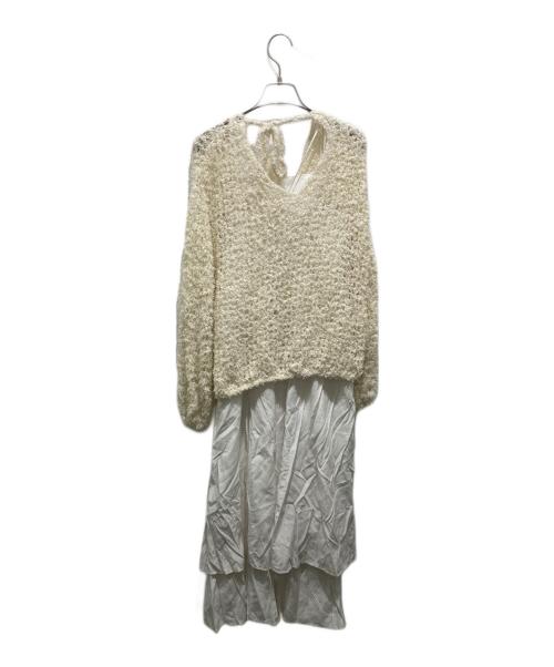 Snidel（スナイデル）Snidel (スナイデル) ペーパーヤーンプルオーバー×ギャザーキャミワンピ　SWNO241103 ホワイトの古着・服飾アイテム