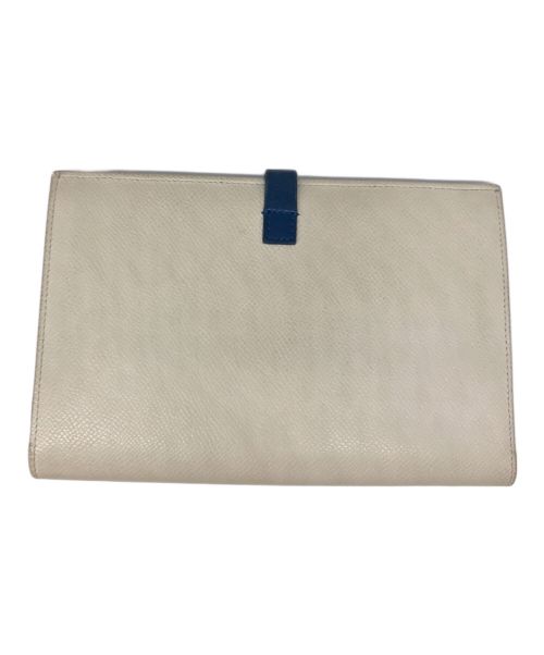 CELINE（セリーヌ）CELINE (セリーヌ) ラージストラップウォレット ホワイト×ブルーの古着・服飾アイテム