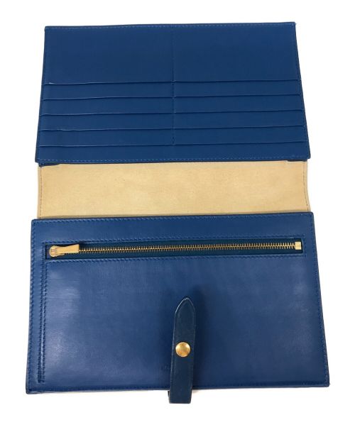 CELINE（セリーヌ）CELINE (セリーヌ) ラージストラップウォレット ホワイト×ブルーの古着・服飾アイテム