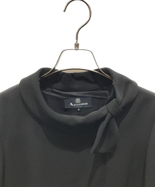 Aquascutum（アクアスキュータム）Aquascutum (アクアスキュータム) ボウタイブラウスワンピース ブラック サイズ:9ARの古着・服飾アイテム