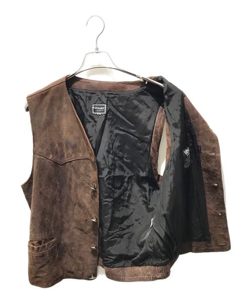 VERSACE JEANS COUTURE（ヴェルサーチ ジーンズクチュール）VERSACE JEANS COUTURE (ヴェルサーチ ジーンズクチュール) レザーベスト ブラウン サイズ:Mの古着・服飾アイテム