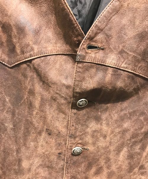 VERSACE JEANS COUTURE（ヴェルサーチ ジーンズクチュール）VERSACE JEANS COUTURE (ヴェルサーチ ジーンズクチュール) レザーベスト ブラウン サイズ:Mの古着・服飾アイテム