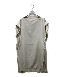 me ISSEY MIYAKE（ミーイッセイ ミヤケ）の古着「フレンチスリーブ ロング ワンピース　MI91FH662」｜グレー