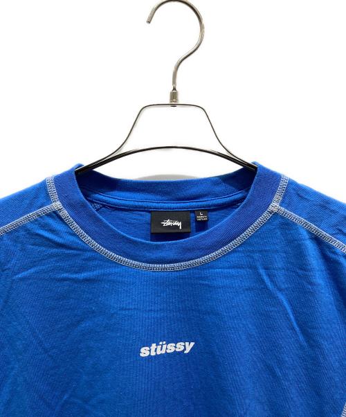 stussy（ステューシー）stussy (ステューシー) WAVE SHORT SLEEVE CREW ブルー サイズ:Lの古着・服飾アイテム