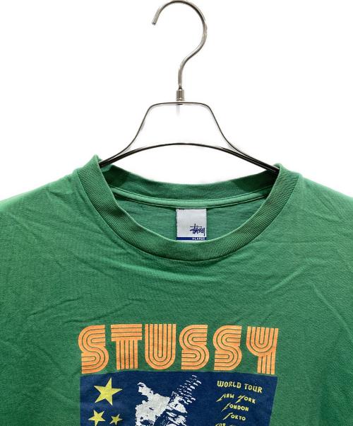 OLD STUSSY（オールドステューシー）OLD STUSSY (オールドステューシー) プリントTシャツ　銀タグ 90ｓ-00ｓ USA製 rock city グリーン サイズ:XLの古着・服飾アイテム