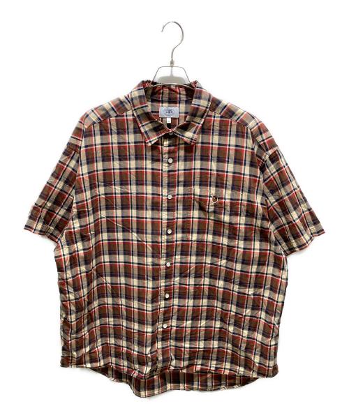 A BATHING APE（ア ベイシング エイプ）A BATHING APE (ア ベイシング エイプ) Mini Ape Head Check Loose Fit S/S Shirt　001SRJ301001M グリーン サイズ:XLの古着・服飾アイテム