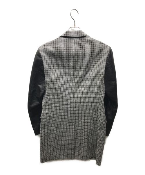 JUNYA WATANABE MAN（ジュンヤワタナベマン）JUNYA WATANABE MAN (ジュンヤワタナベマン) レザースリーブチェスターコート　WP-C004　AD2015 グレー サイズ:Sの古着・服飾アイテム