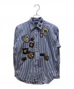 POLO RALPH LAURENポロ・ラルフローレン）の古着「ストライプワッペンシャツ　WMPOSHTN6820149」｜ブルー