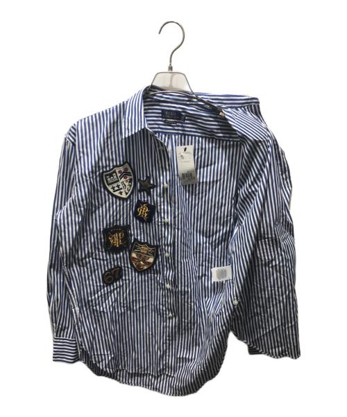 POLO RALPH LAUREN（ポロ・ラルフローレン）POLO RALPH LAUREN (ポロ・ラルフローレン) ストライプワッペンシャツ　WMPOSHTN6820149 ブルー サイズ:XLの古着・服飾アイテム