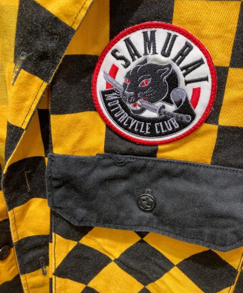 SAMURAI JEANS（サムライジーンズ）SAMURAI JEANS (サムライジーンズ) ブロックチェックシャツ ブラック×イエロー サイズ:Lの古着・服飾アイテム