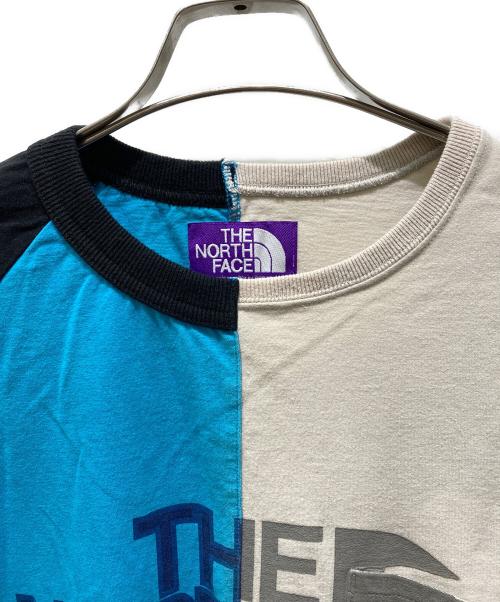 THE NORTHFACE PURPLELABEL（ザ・ノースフェイス パープルレーベル）THE NORTHFACE PURPLELABEL (ザ・ノースフェイス パープルレーベル) ハイバルキージャージーロングスリーブロゴT ブルー×ベージュ サイズ:Mの古着・服飾アイテム