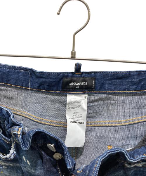 DSQUARED2（ディースクエアード）DSQUARED2 (ディースクエアード) ペンキクラッシュ加工ハーフパンツ　S71MU0519 S30342 SKATER JEAN インディゴ サイズ:48の古着・服飾アイテム