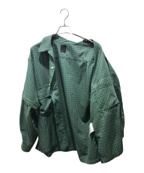 DAIWA PIER39（ダイワ ピア39）DAIWA PIER39 (ダイワ ピア39) TECH SPORTS OPEN COLLAR SHIRTS L/S MINI PLAIDS　BE-90024 グリーン サイズ:Lの古着・服飾アイテム