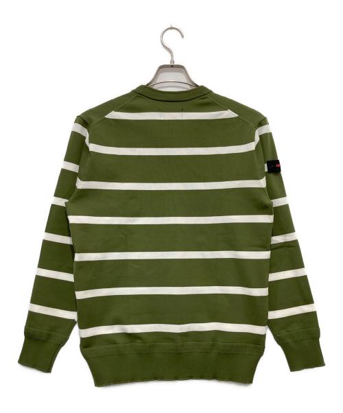 BRIEFING（ブリーフィング）BRIEFING (ブリーフィング) ボーダー柄クルーネックニット グリーン サイズ:Mの古着・服飾アイテム