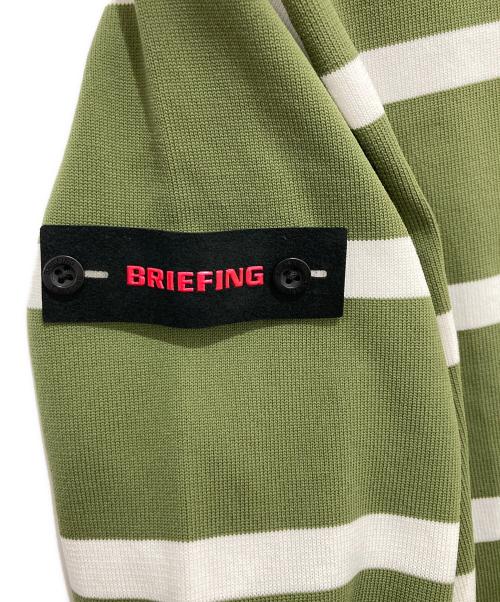 BRIEFING（ブリーフィング）BRIEFING (ブリーフィング) ボーダー柄クルーネックニット グリーン サイズ:Mの古着・服飾アイテム